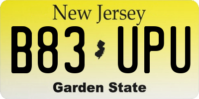NJ license plate B83UPU