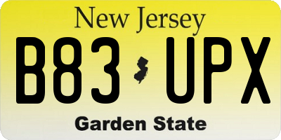 NJ license plate B83UPX