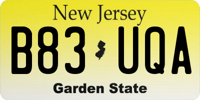 NJ license plate B83UQA