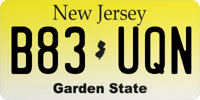 NJ license plate B83UQN