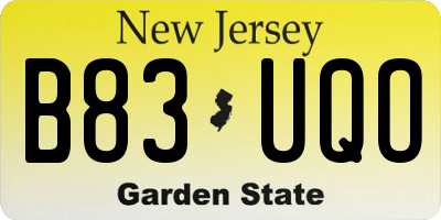 NJ license plate B83UQO