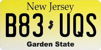 NJ license plate B83UQS