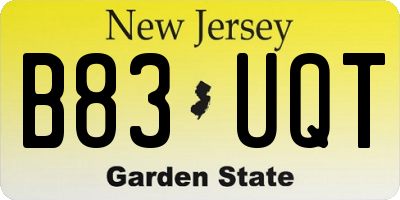 NJ license plate B83UQT