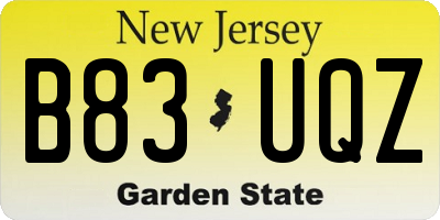 NJ license plate B83UQZ