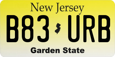 NJ license plate B83URB