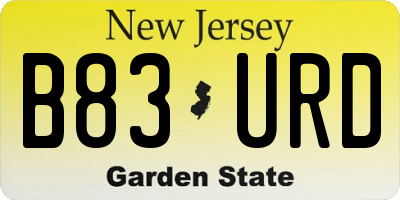 NJ license plate B83URD