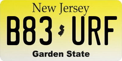 NJ license plate B83URF