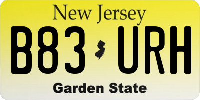 NJ license plate B83URH