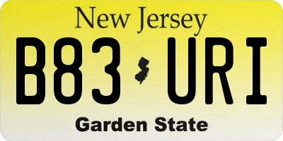 NJ license plate B83URI