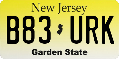 NJ license plate B83URK