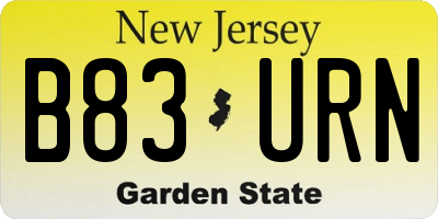 NJ license plate B83URN