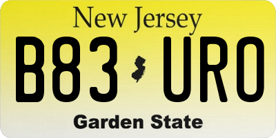NJ license plate B83URO