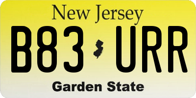 NJ license plate B83URR