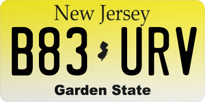 NJ license plate B83URV