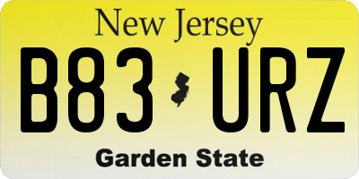NJ license plate B83URZ