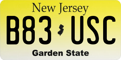 NJ license plate B83USC