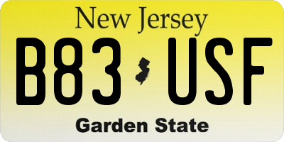 NJ license plate B83USF