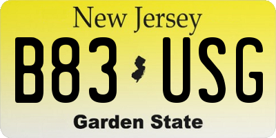 NJ license plate B83USG