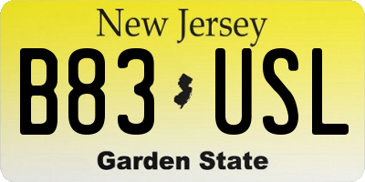 NJ license plate B83USL