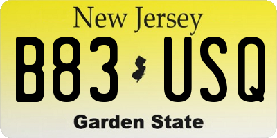 NJ license plate B83USQ