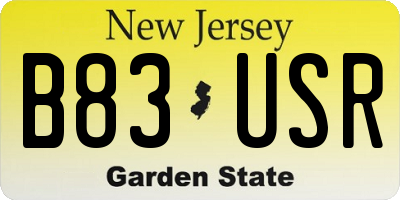 NJ license plate B83USR