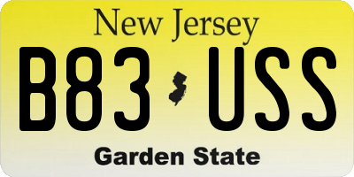 NJ license plate B83USS