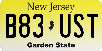 NJ license plate B83UST