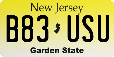 NJ license plate B83USU