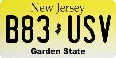 NJ license plate B83USV