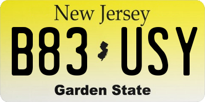 NJ license plate B83USY