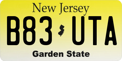 NJ license plate B83UTA