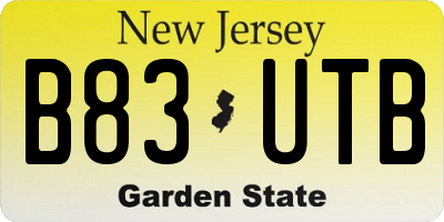 NJ license plate B83UTB