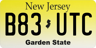 NJ license plate B83UTC