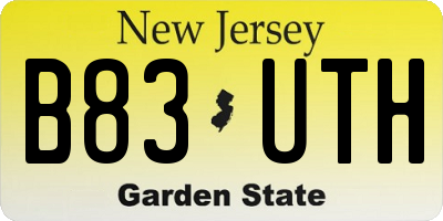 NJ license plate B83UTH