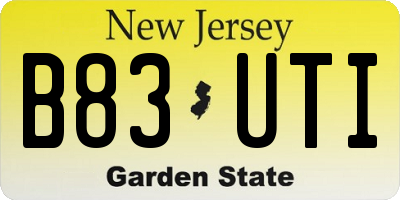 NJ license plate B83UTI