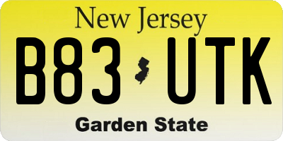 NJ license plate B83UTK