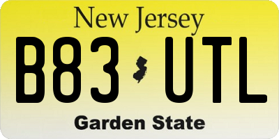 NJ license plate B83UTL