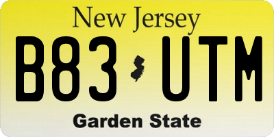 NJ license plate B83UTM