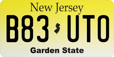 NJ license plate B83UTO