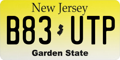 NJ license plate B83UTP
