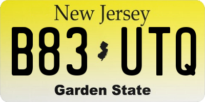 NJ license plate B83UTQ