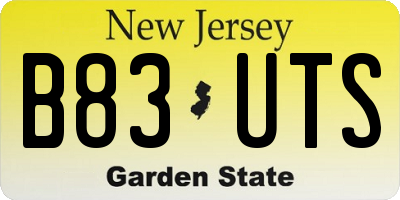 NJ license plate B83UTS
