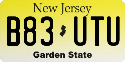 NJ license plate B83UTU