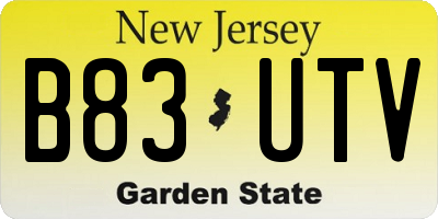 NJ license plate B83UTV