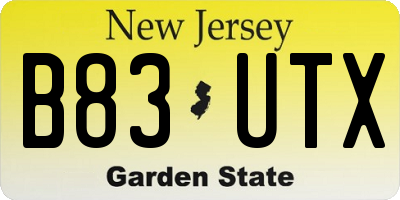 NJ license plate B83UTX