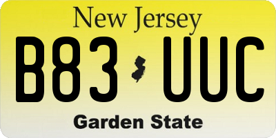 NJ license plate B83UUC