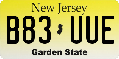 NJ license plate B83UUE