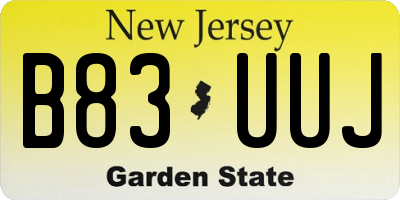 NJ license plate B83UUJ