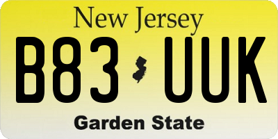 NJ license plate B83UUK