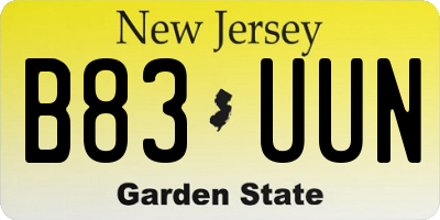 NJ license plate B83UUN